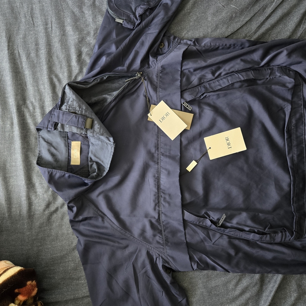 Dior Blue Windbreaker Jacket Lightweight Water-Resistant